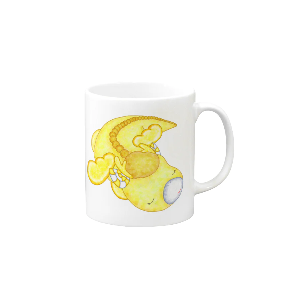 satoayaのアニマルカフェのキャンディードラゴン　黄 Mug :right side of the handle