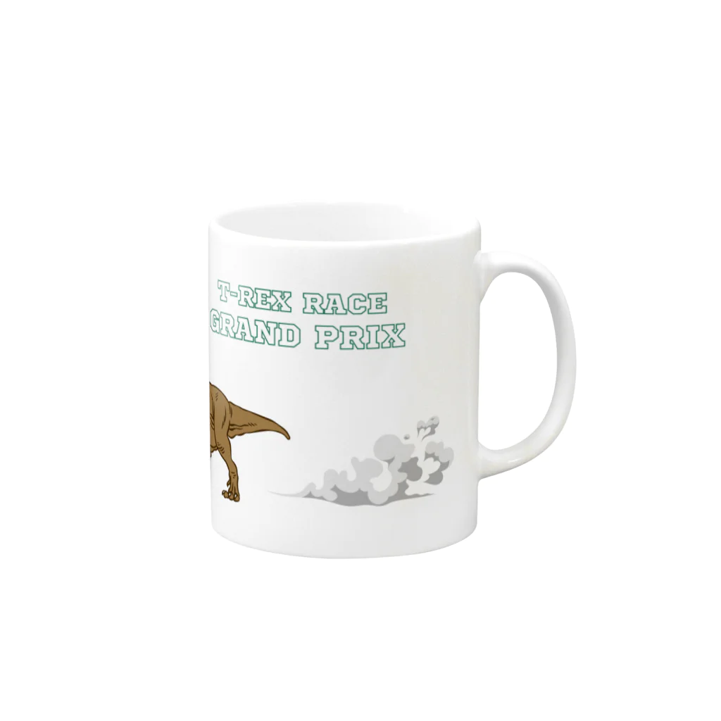 trexracegpの走るティラノサウルス緑字デザイン Mug :right side of the handle