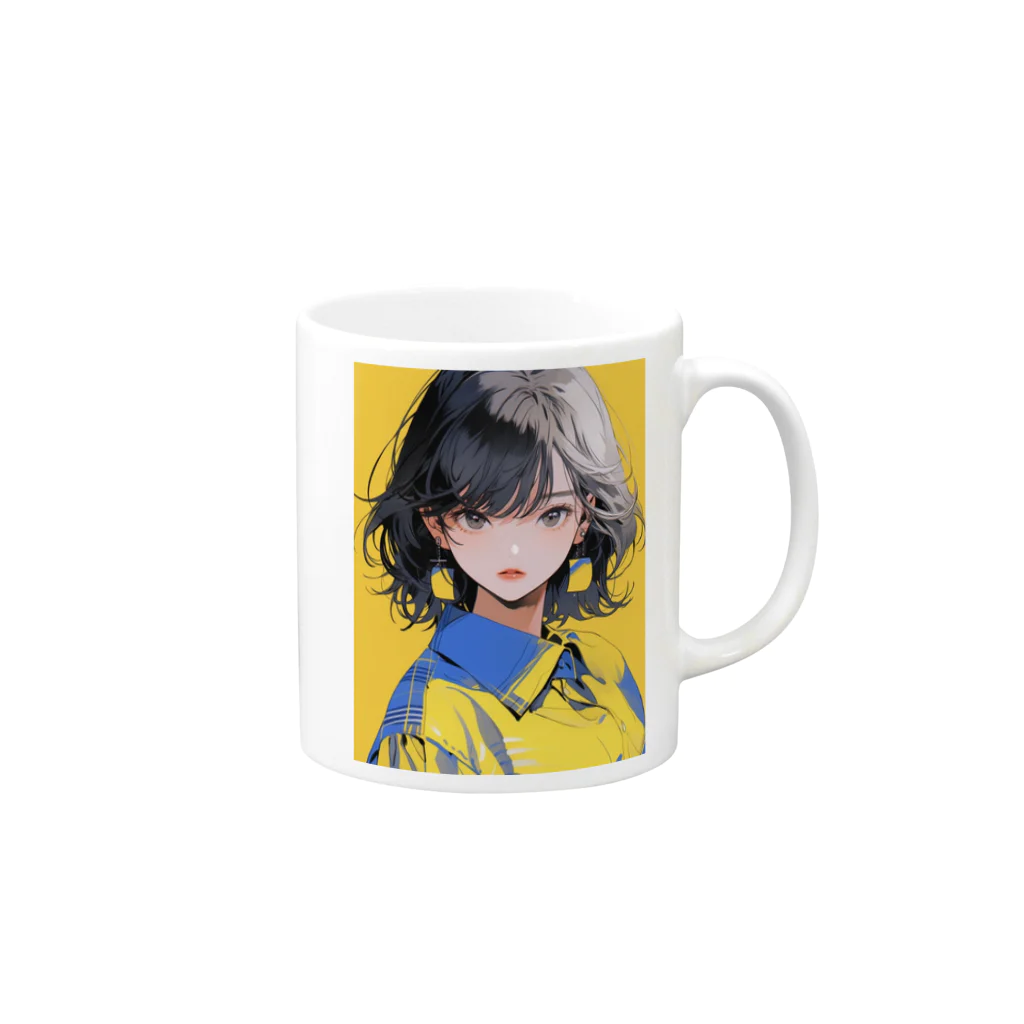 yanagi029のワイシャツ女子 Mug :right side of the handle