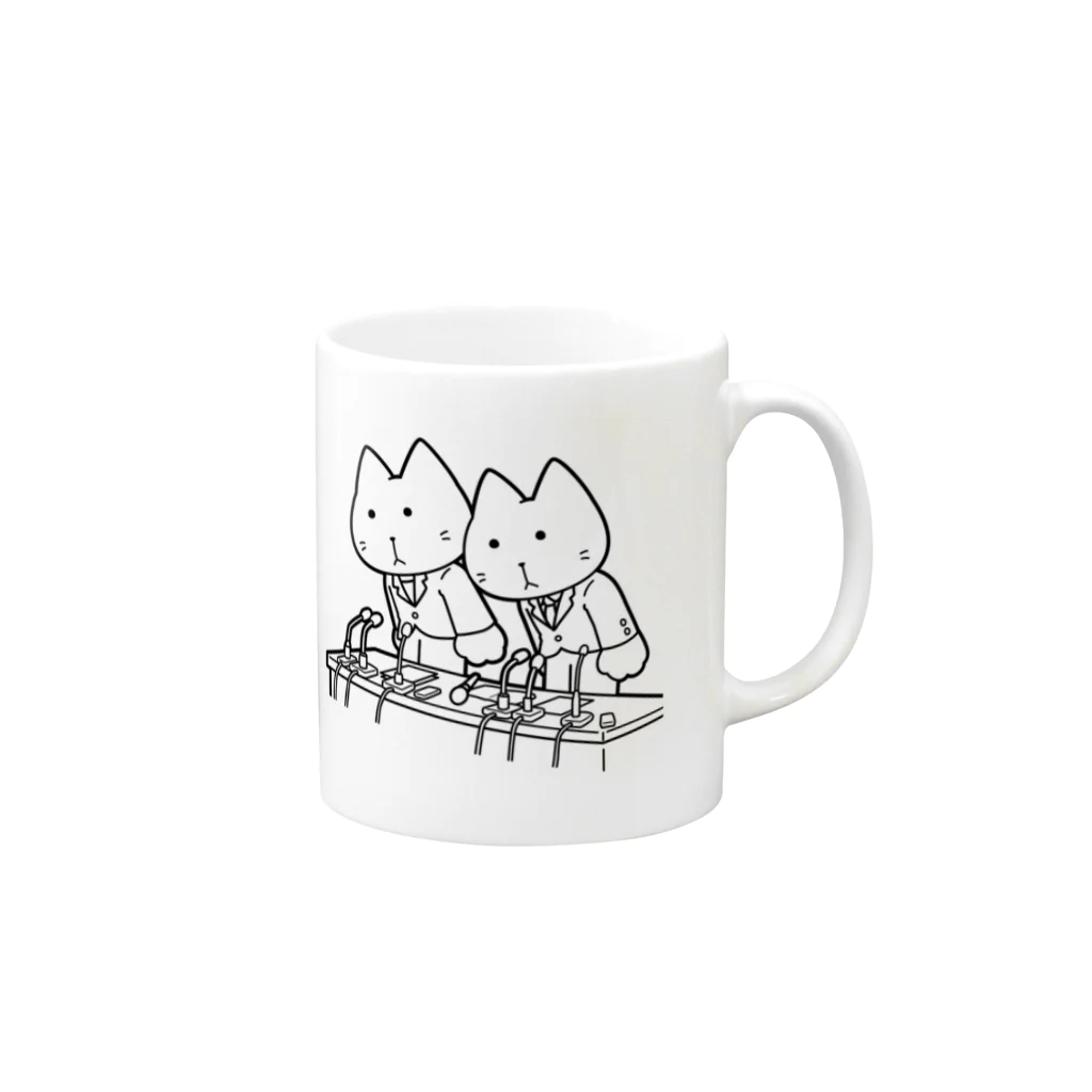 ヤマダネコ屋　suzuri支店の謝罪会見ヤマダネコ Mug :right side of the handle