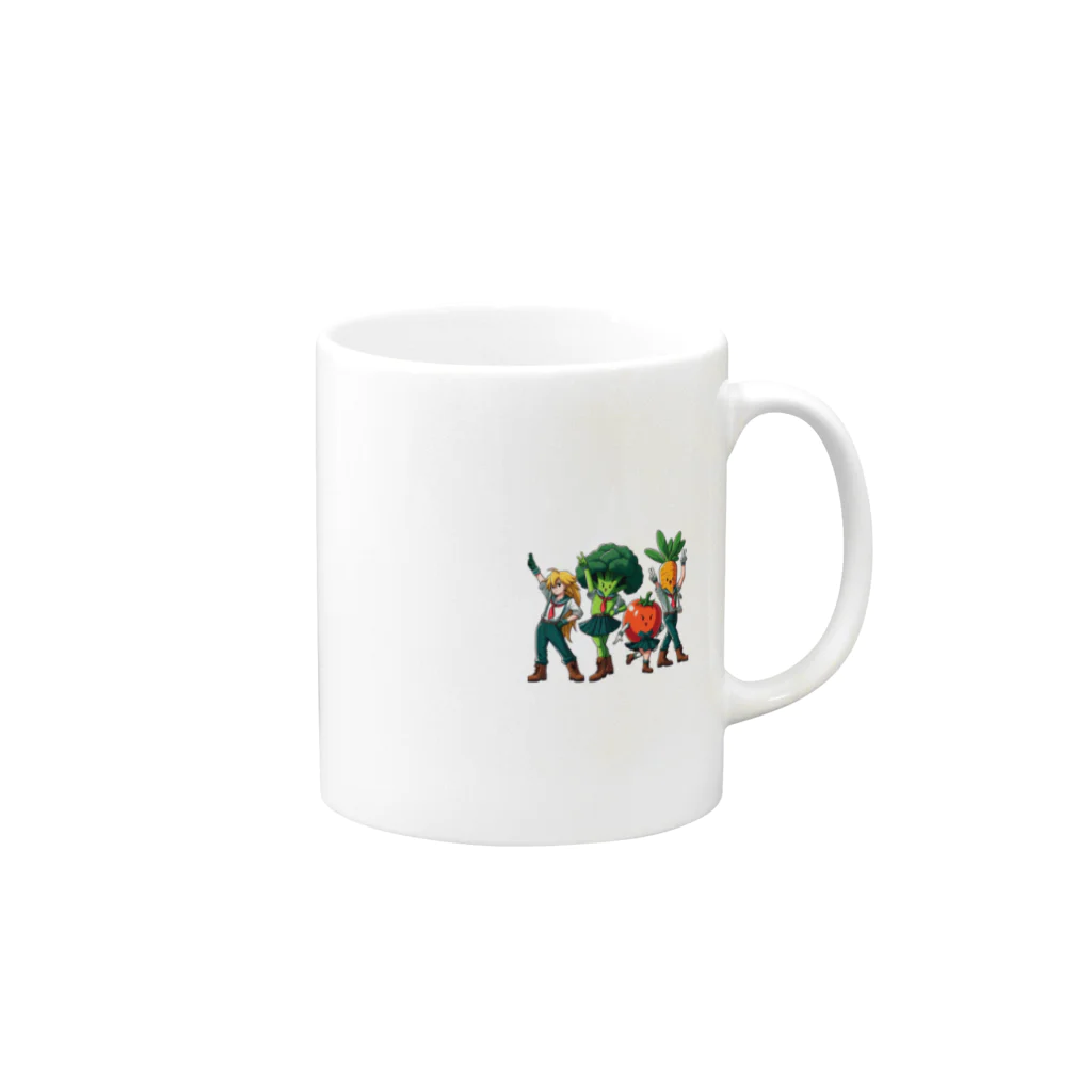 おふざけのベジポーズ Mug :right side of the handle