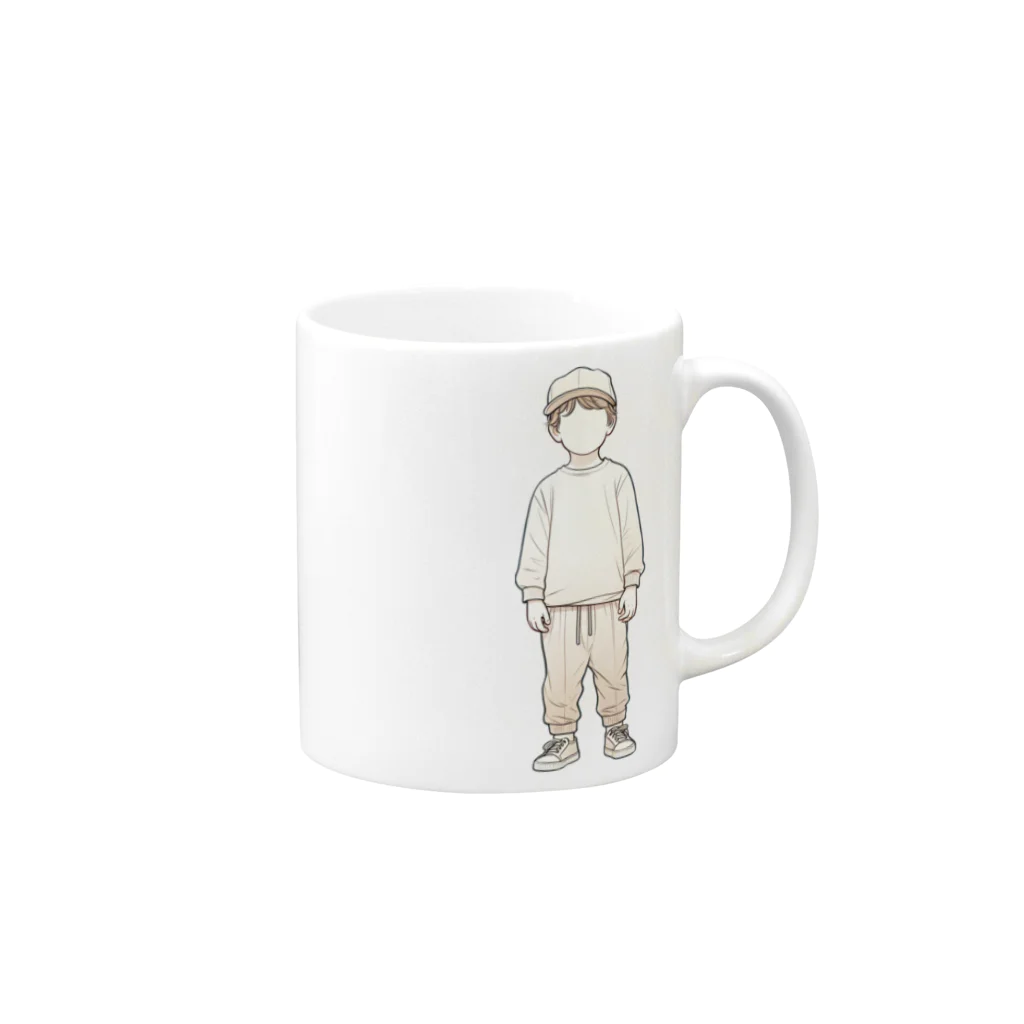 ヤシキ屋敷の帽子をかぶった少年 Mug :right side of the handle