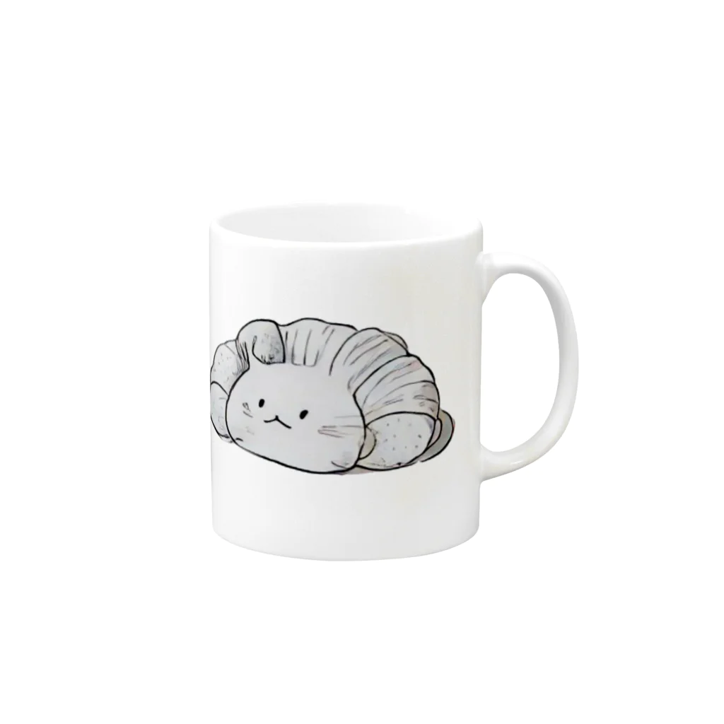 姫とすずり。のクロワッサンねこ Mug :right side of the handle