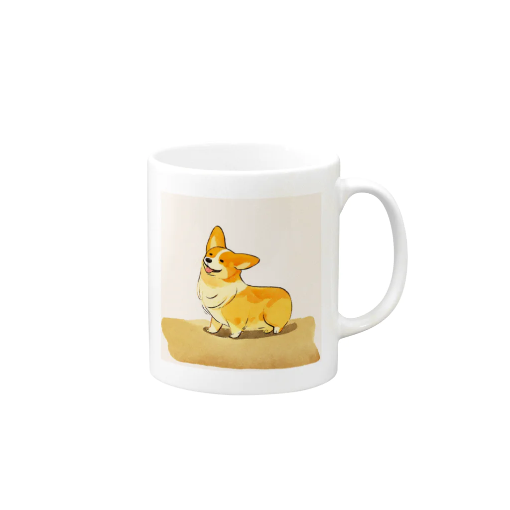 おいでよコーギーの森のゆるキャラコーギーさん Mug :right side of the handle