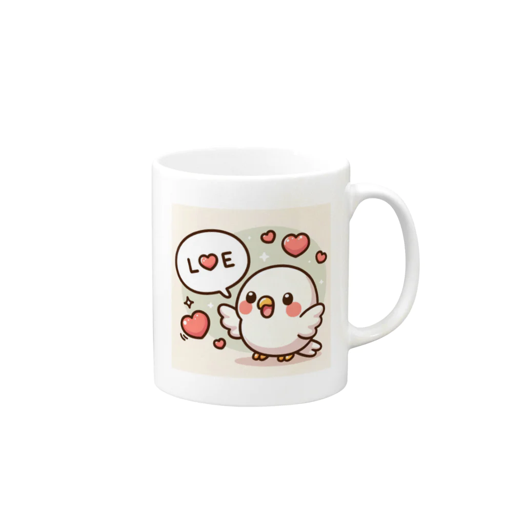 colorsの小鳥のラブちゃん Mug :right side of the handle