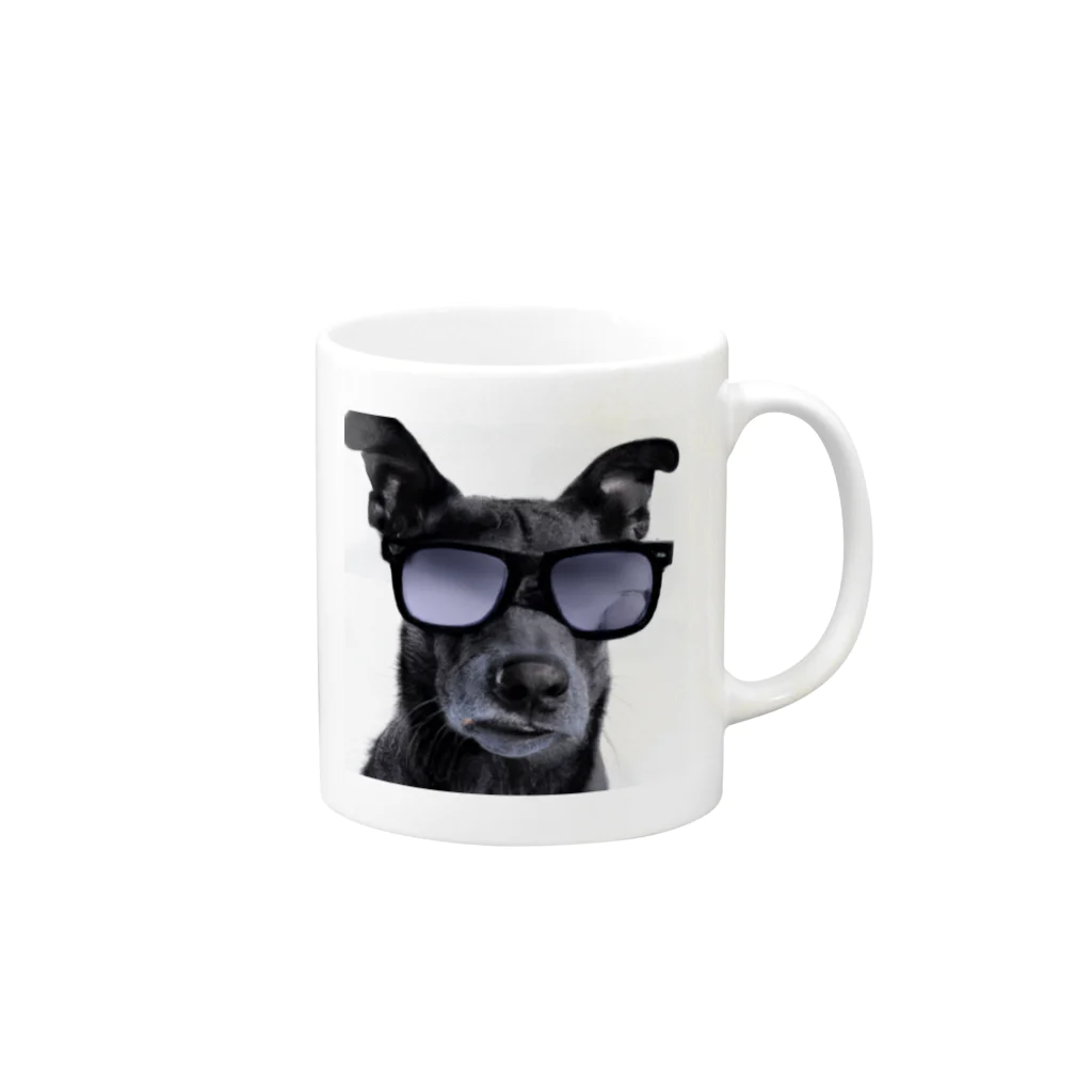 dogstagram.jpのサングラスをかけた犬 Mug :right side of the handle