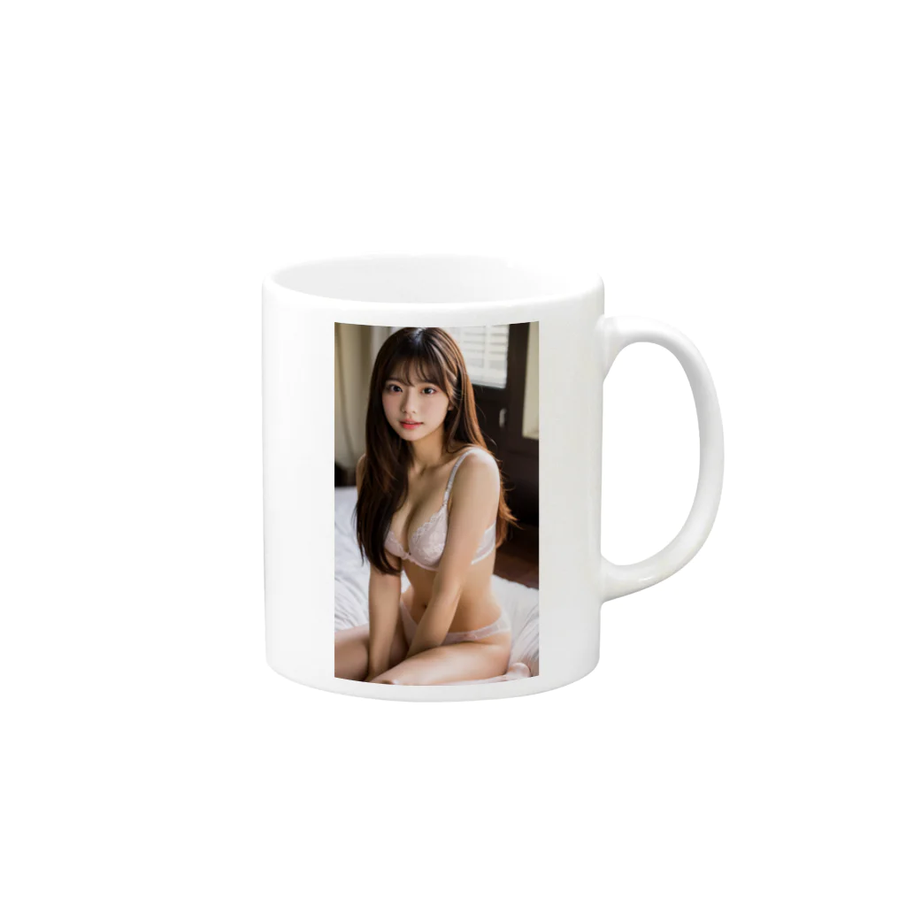 BeautifulLadyCollectionTokyoのAI下着美女(白) Mug :right side of the handle