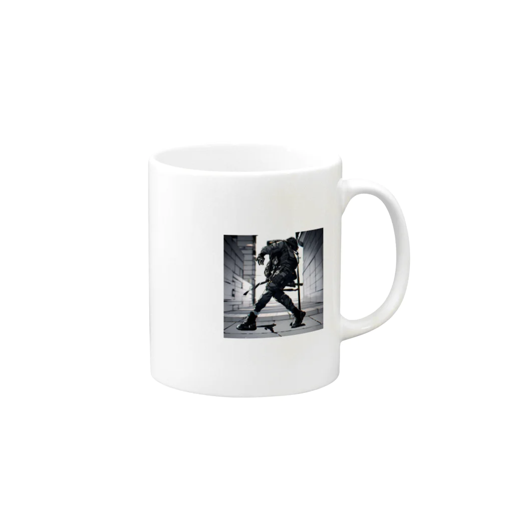 キャラクターグッズの【戦闘員少女】Let’s Dance Mug :right side of the handle