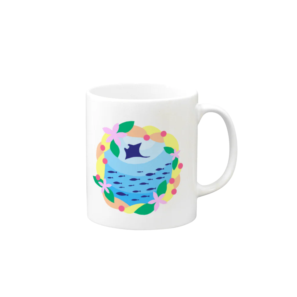 r0no527のリースとお魚たち Mug :right side of the handle