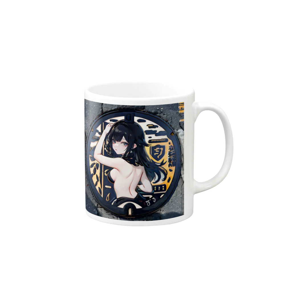 E16のマンホール美女 Mug :right side of the handle