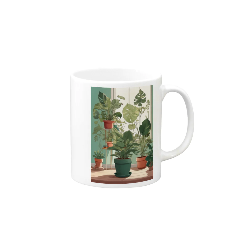 kamako-0608の観葉植物のイラスト Mug :right side of the handle