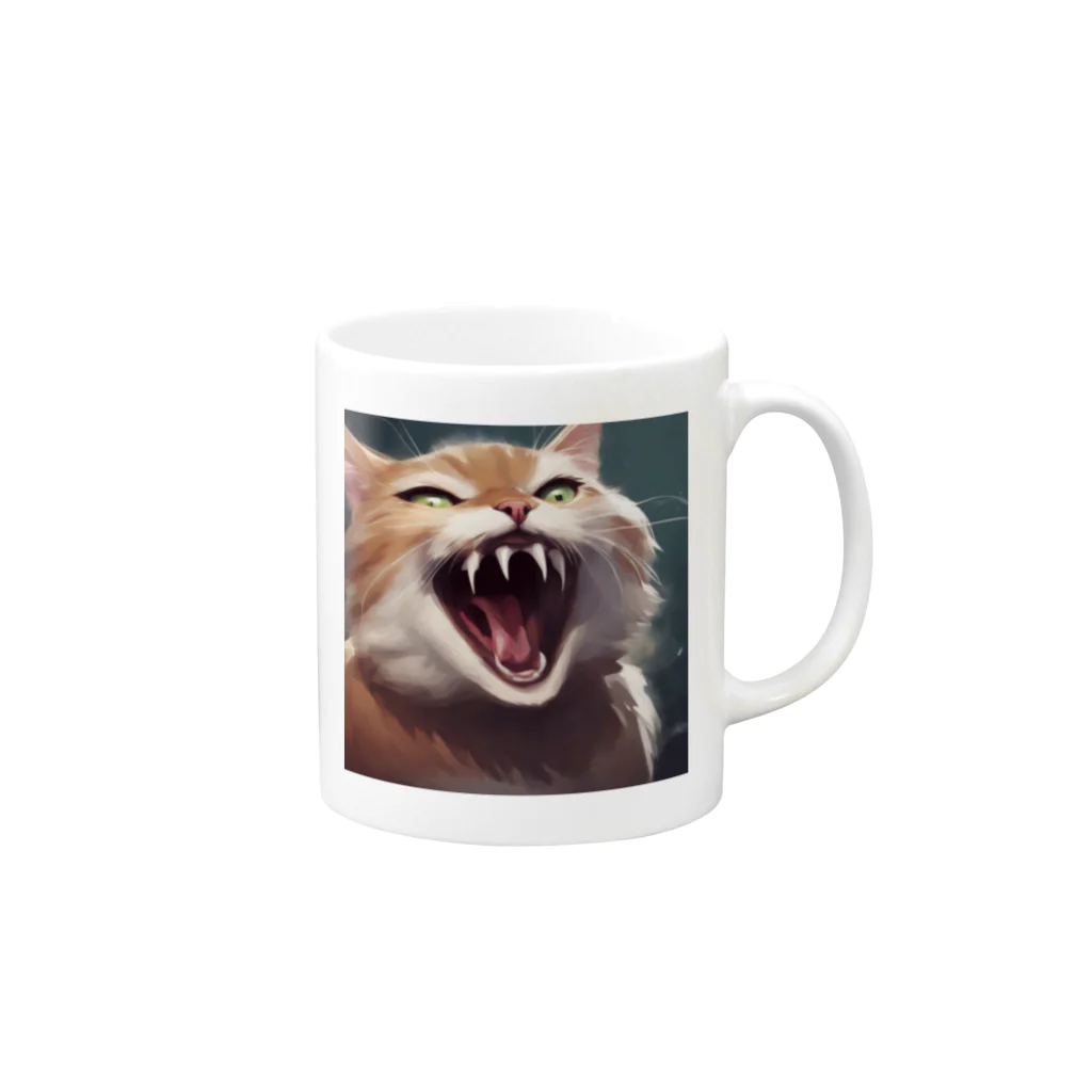 oekakishopのシャーッする猫 Mug :right side of the handle