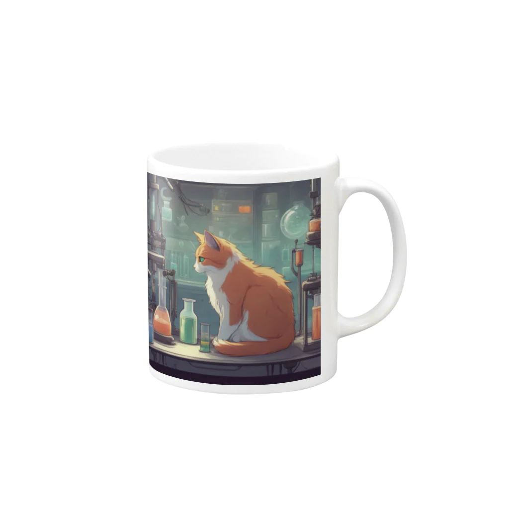 oekakishopの研究する猫 Mug :right side of the handle