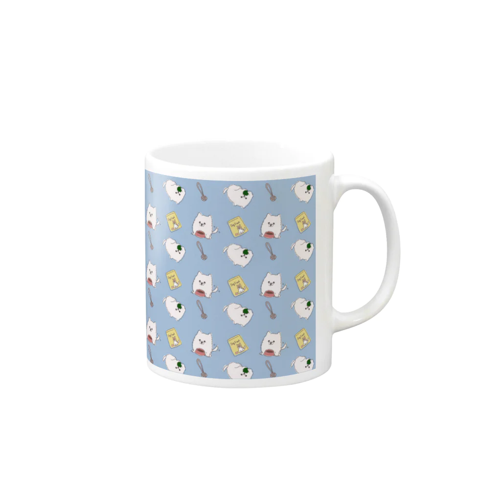 F_Illust_shopの白ぽめちゃんのパターンイラスト Mug :right side of the handle