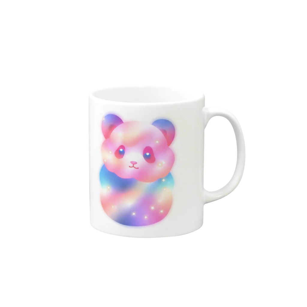 ゆめかわSHOPの（パンダ）ふわふわわたあめ動物園 Mug :right side of the handle