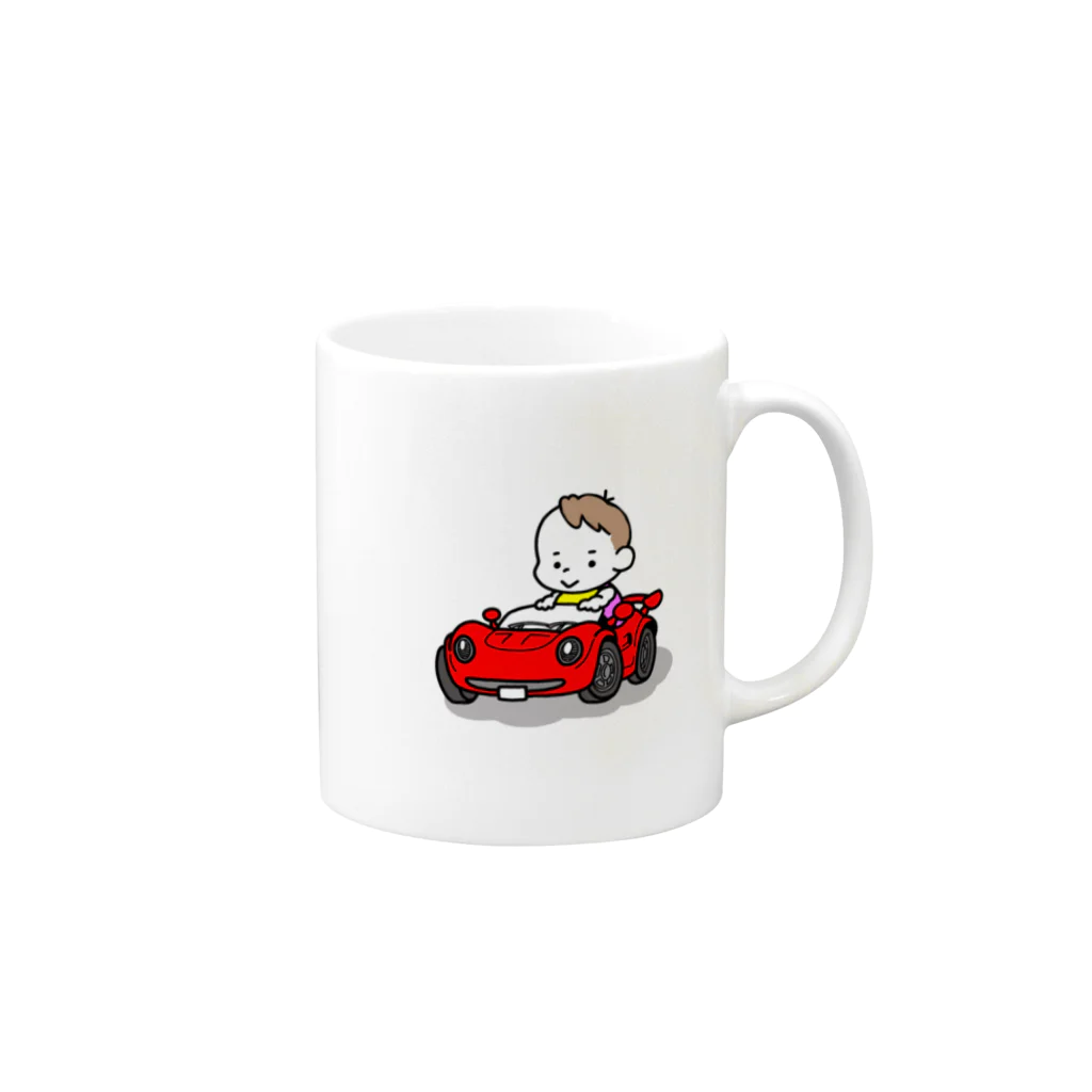 road-STUDIOのbaby on board_RED Mug :right side of the handle