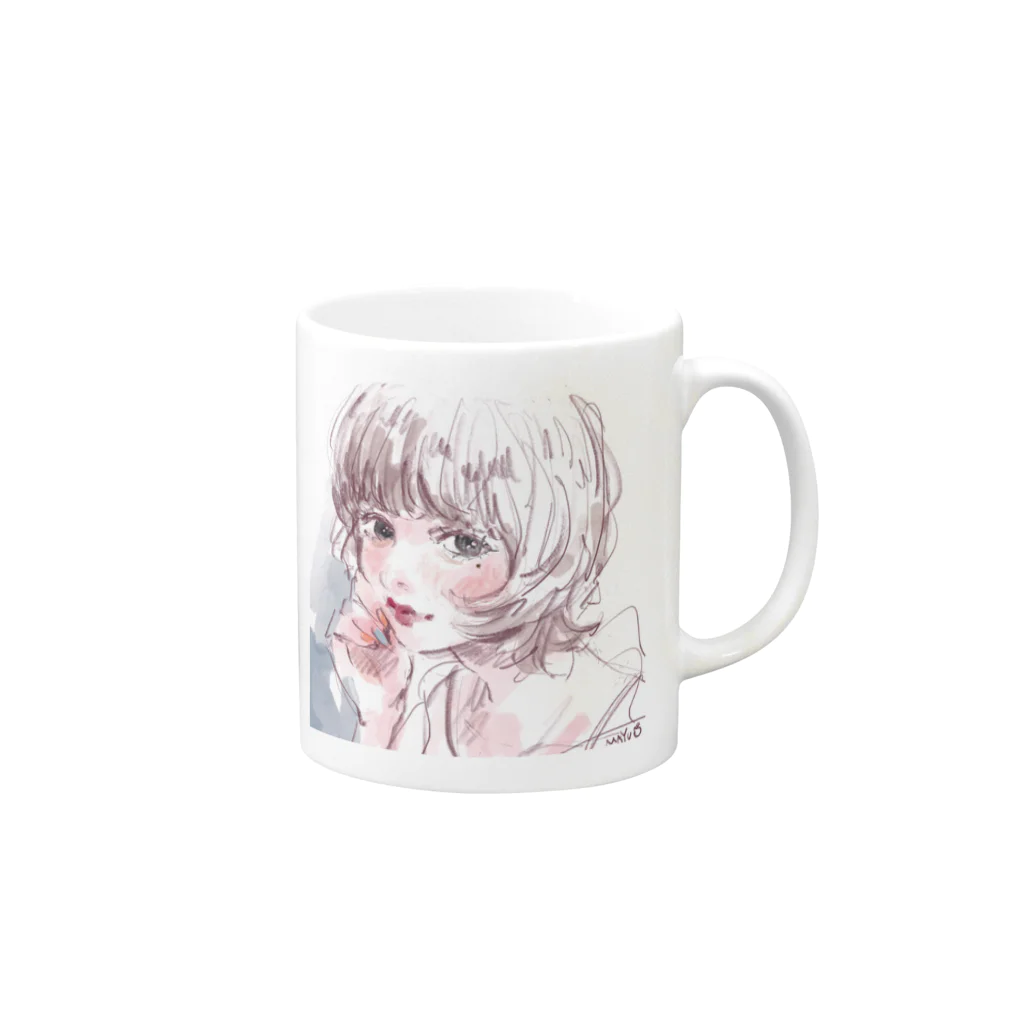 りんごあめのボブヘアgirl Mug :right side of the handle