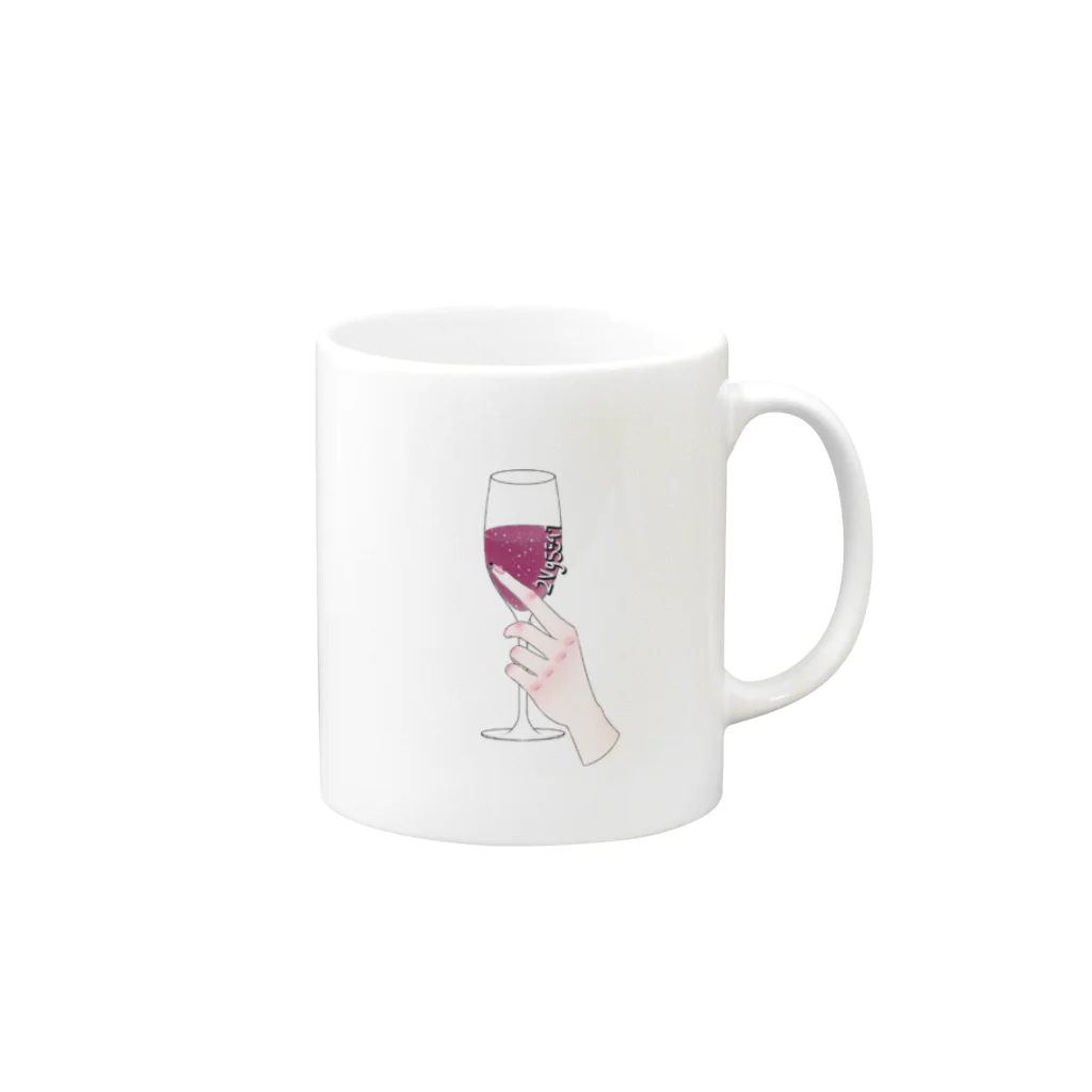 ありのワインを持った量産系 Mug :right side of the handle