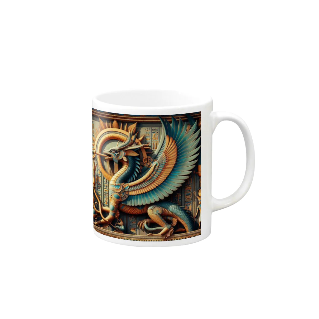 5656ショップの古代エジプトの太陽神ドラゴン Mug :right side of the handle