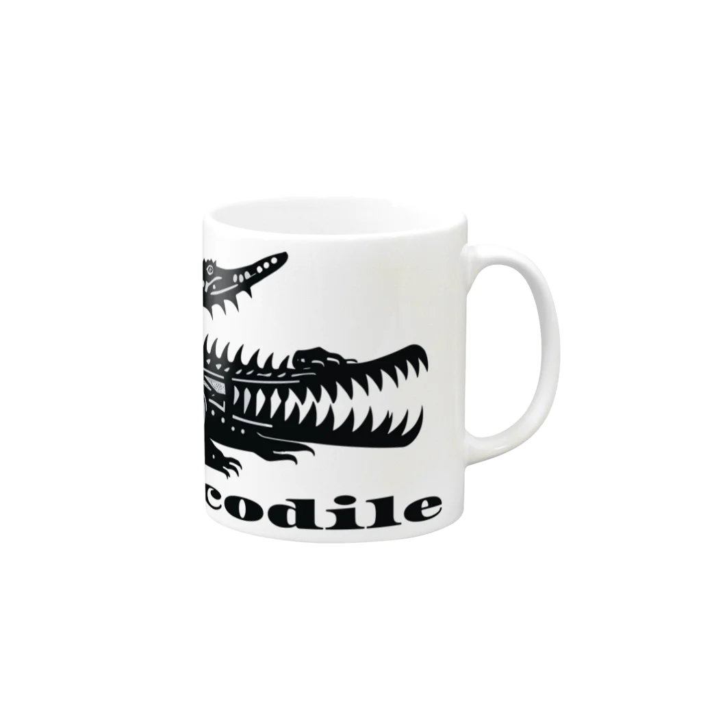 ファンシーTシャツ屋のトライバルクロコダイル Mug :right side of the handle