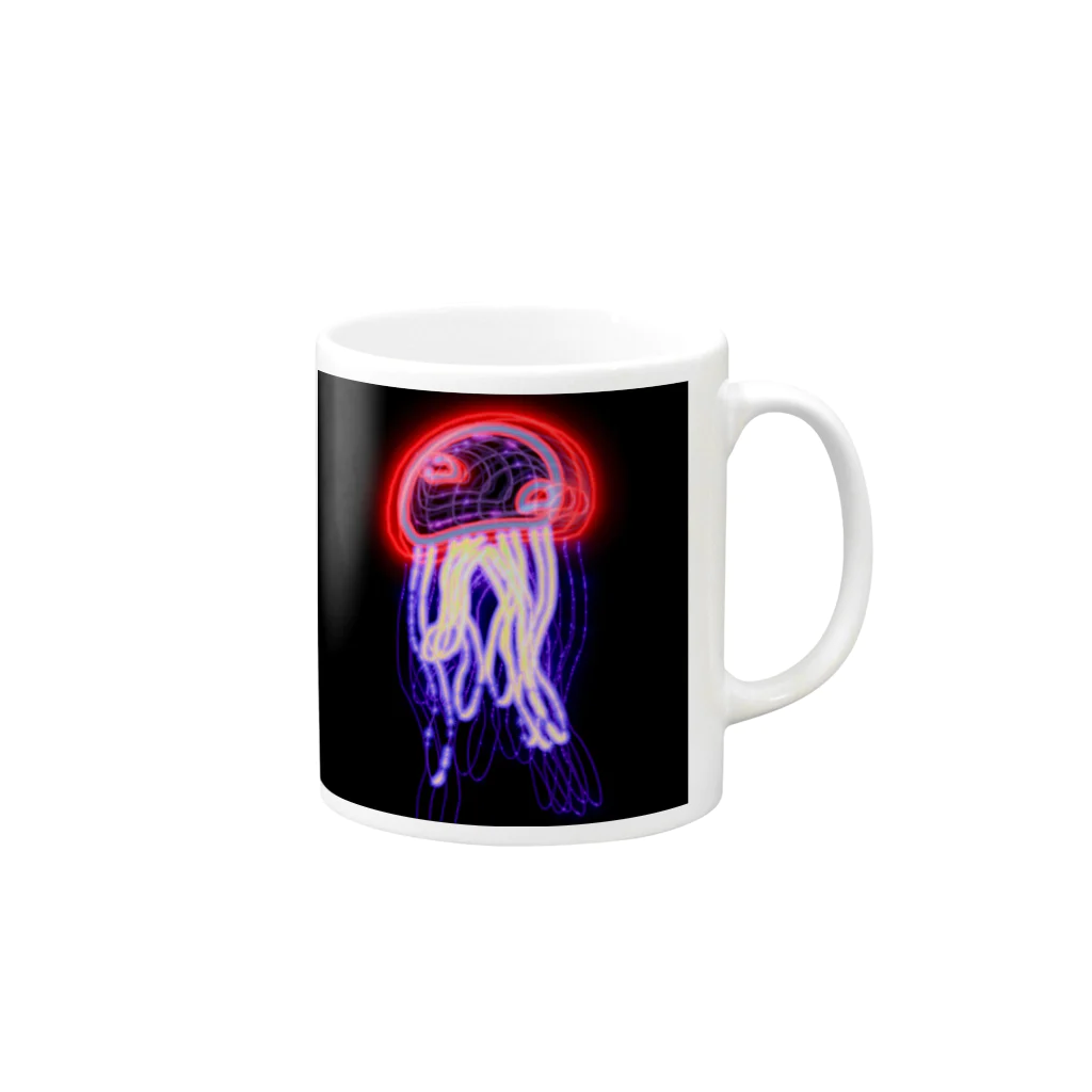 mmmzKのjellyfish_ネオン Mug :right side of the handle