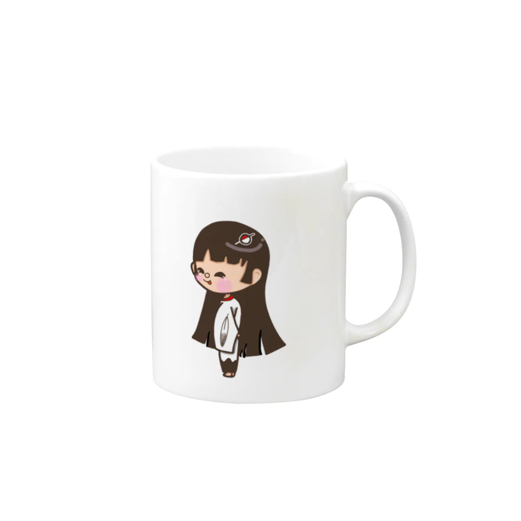 ゆーちゃんのおえかきの鶴の恩返し(鶴ちゃん) Mug :right side of the handle