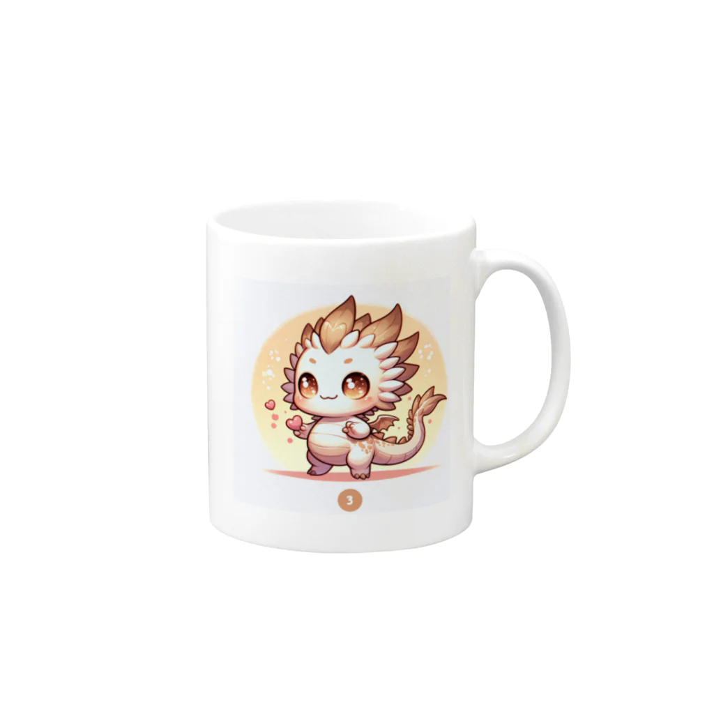 可愛らしいドラゴンのイラストグッズ店の【かわいいドラゴンのマスコットキャラクター】 Mug :right side of the handle