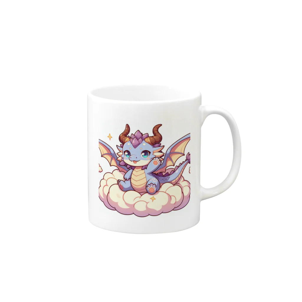 可愛らしいドラゴンのイラストグッズ店の可愛らしいドラゴンキャラクター Mug :right side of the handle