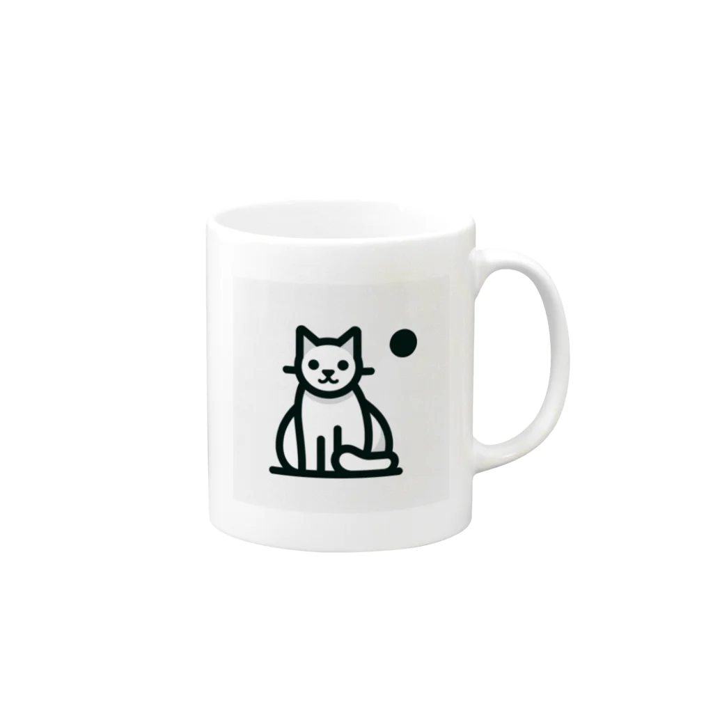 hikoの店のこの魅力的なモノクロキャットイラストは、猫好きの皆さんにぴったりです！ Mug :right side of the handle