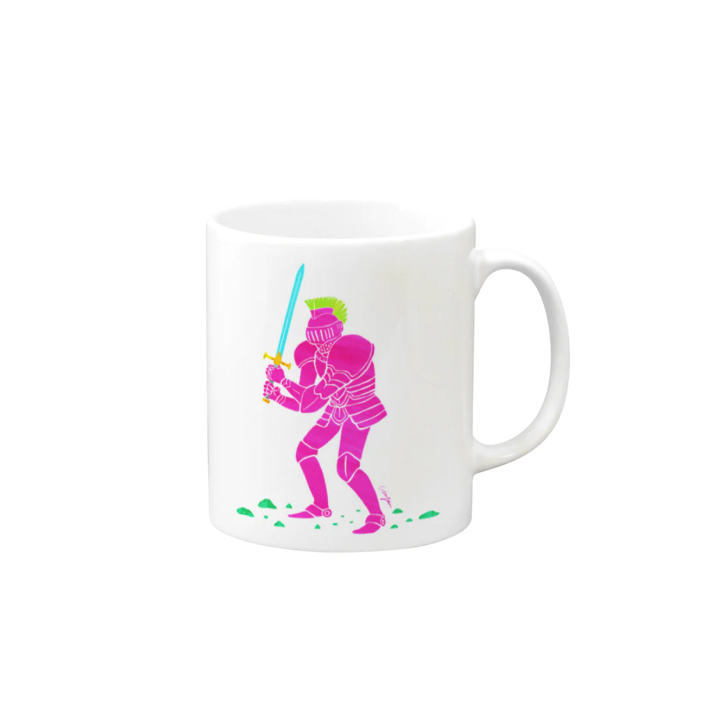 ペーパーモザイクの店のpink knightマグ Mug :right side of the handle