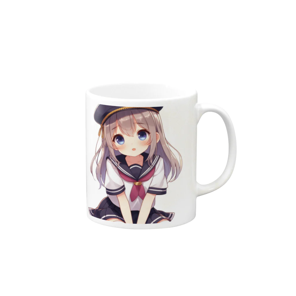 【AI】アルゴリズムアトリエ【デザイン】のAIが作った可愛い制服の女の子 Mug :right side of the handle