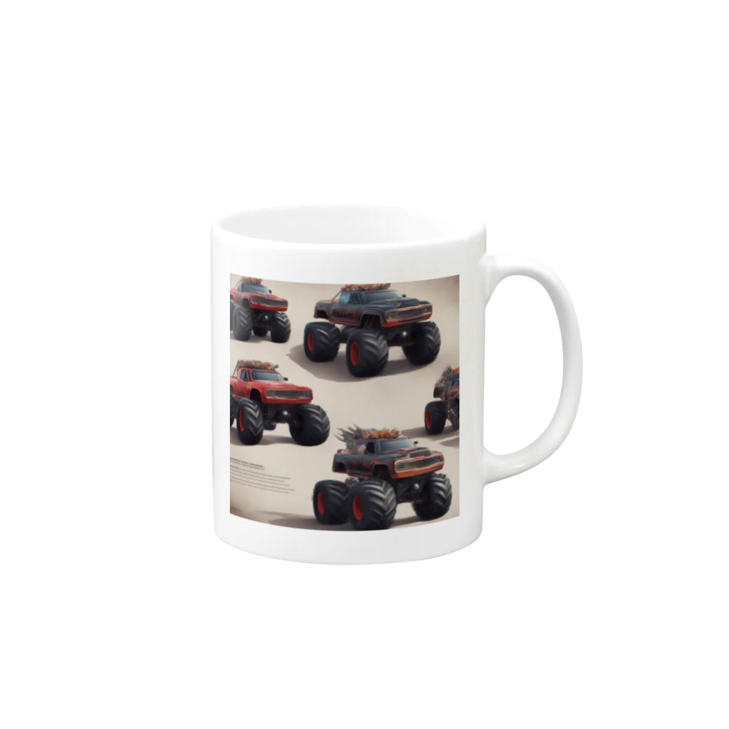 CAR-LABOのモンスタートラック風の車 Mug :right side of the handle