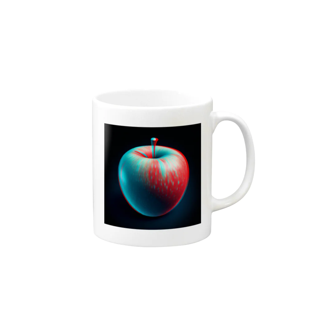 godo_dioの３D　立体視　リンゴ Mug :right side of the handle