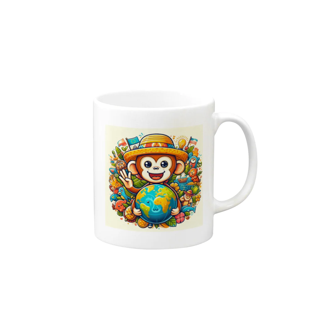 アニマルキャラクターショップのhappy monkey Mug :right side of the handle