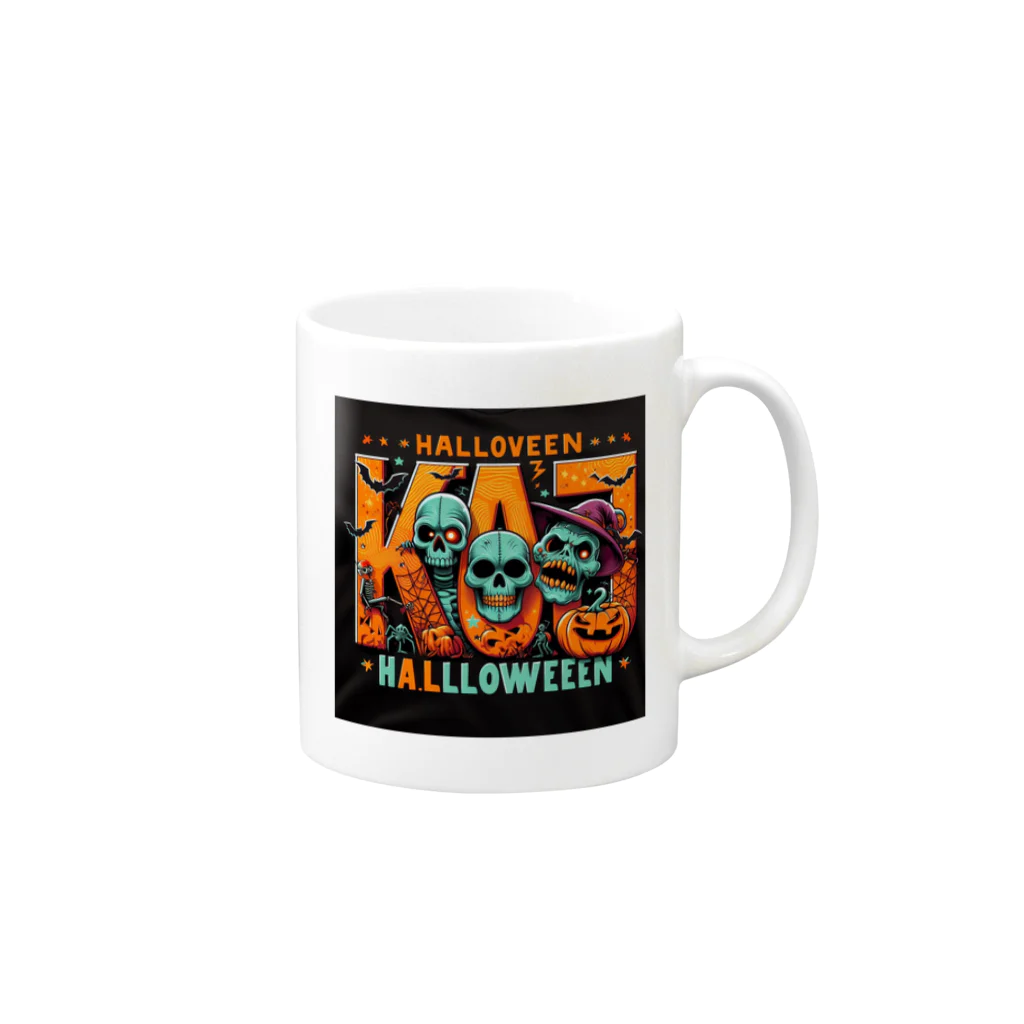 k.a.u.j.7のおしゃれでユニークなハロウィンの風景が広がります Mug :right side of the handle