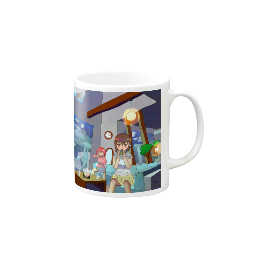 きなこもちの小屋２号店の海の中の家の鍋パーティー Mug :right side of the handle