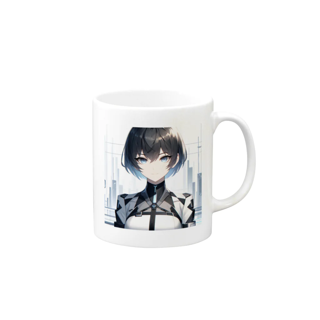 しんがんの未来的なAI美女 Mug :right side of the handle