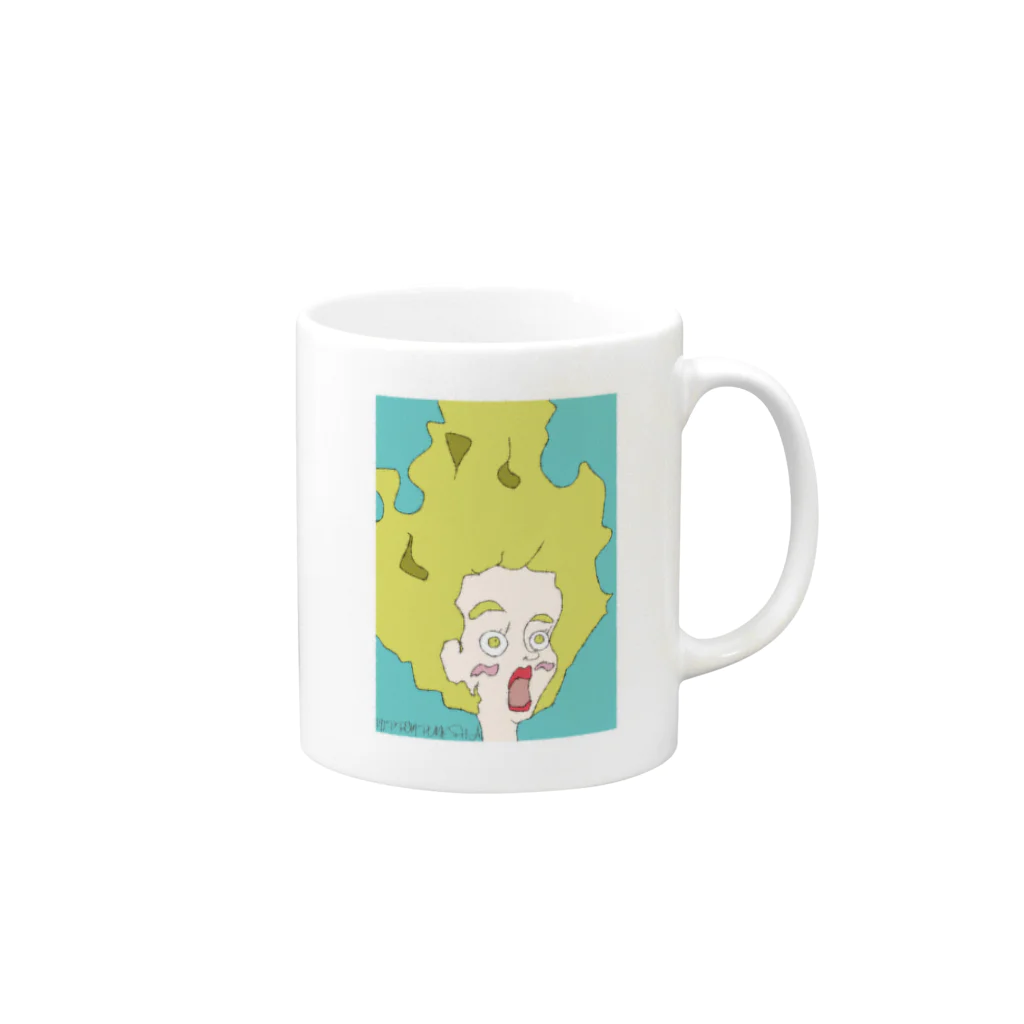 NIPPON PUNK SHAの外人女性 Mug :right side of the handle