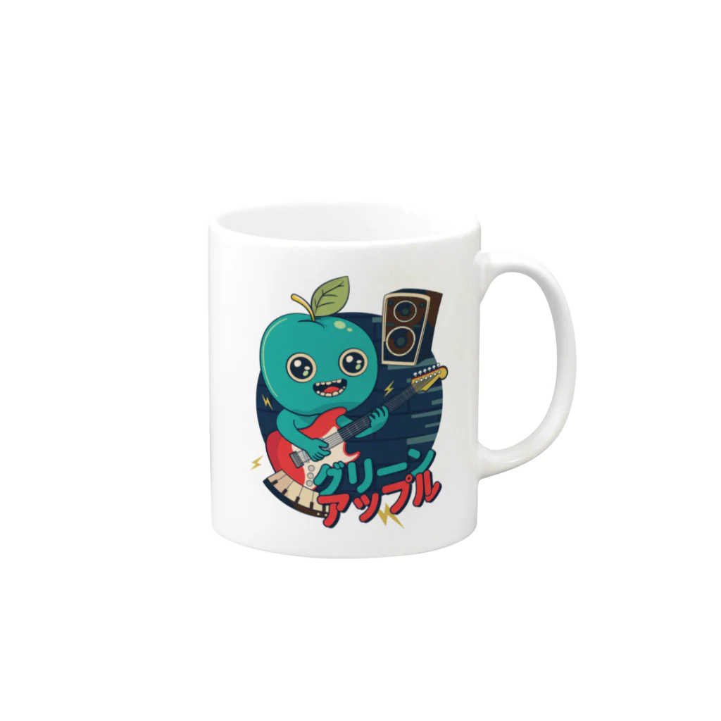 kawaii_teesのグリーンアップル Mug :right side of the handle