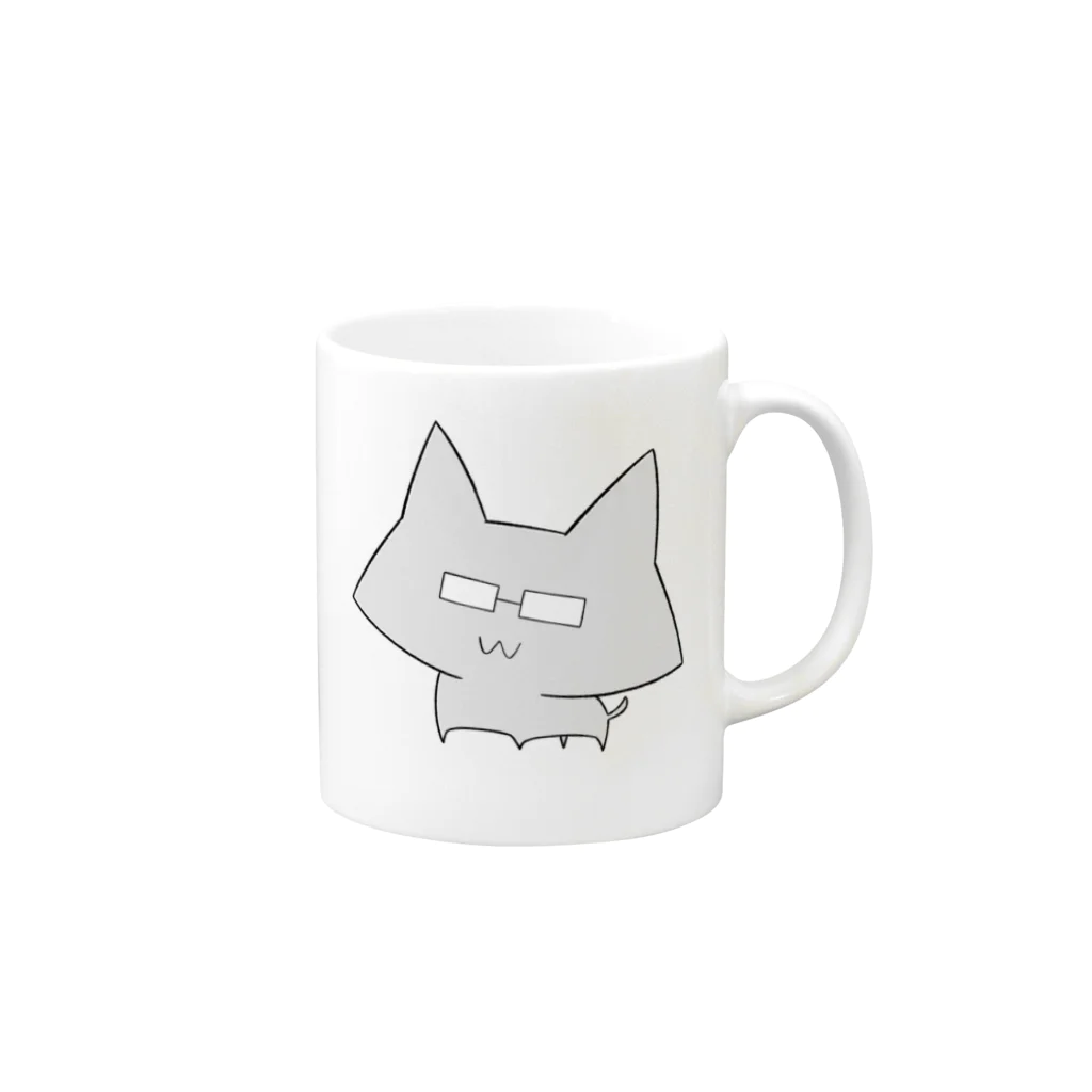 ピンクうさぎと。のめがねネコ Mug :right side of the handle