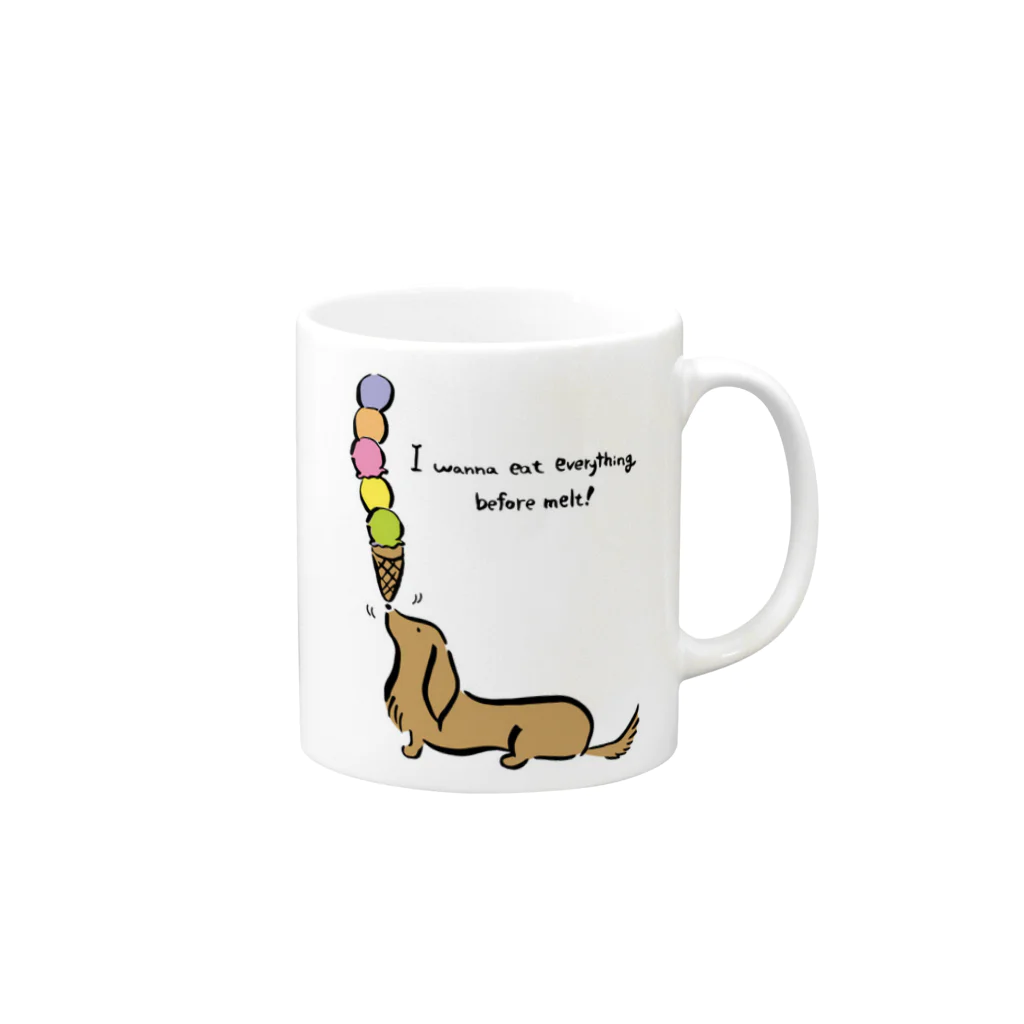 いも虫犬の５段アイス×ダックス Mug :right side of the handle