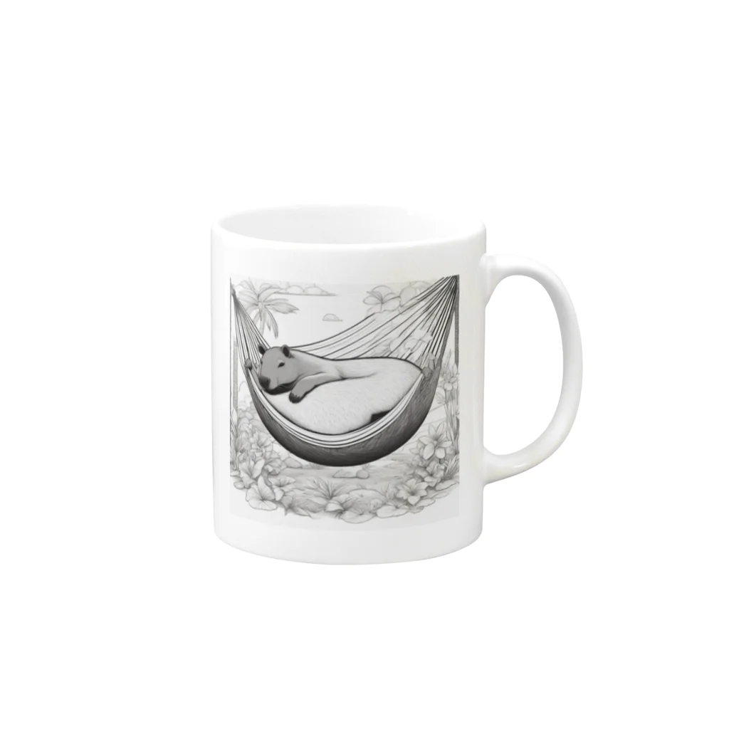 hanamama405387のカピバラのお昼寝 Mug :right side of the handle