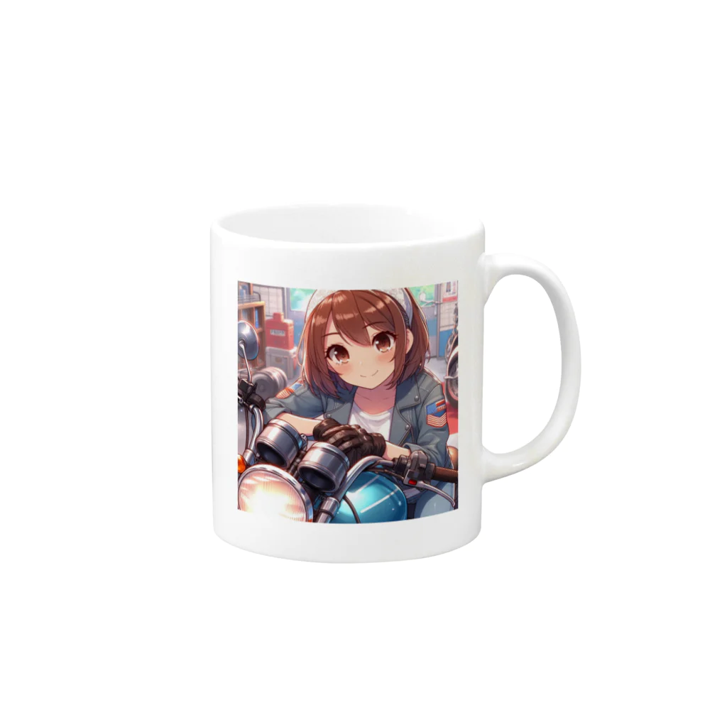 ライダーズのバイク女子　ばくおん系 Mug :right side of the handle