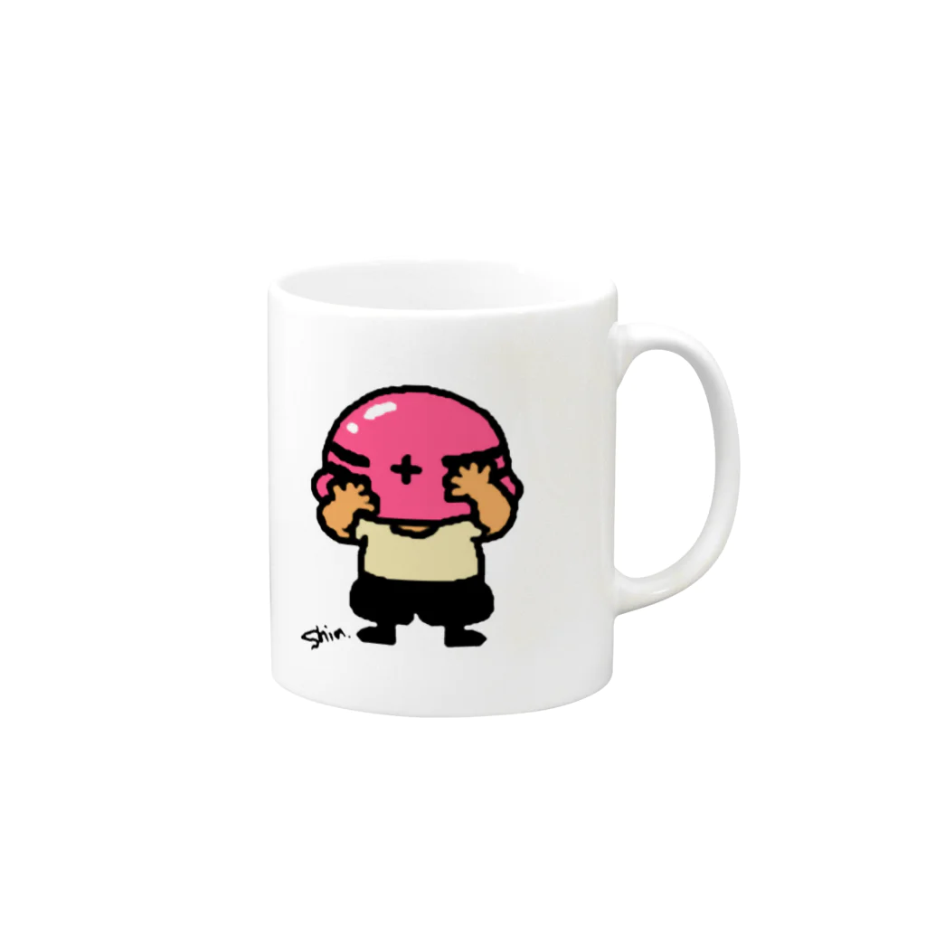 しんゆんぼのへるめっとおじさん　ピンク Mug :right side of the handle