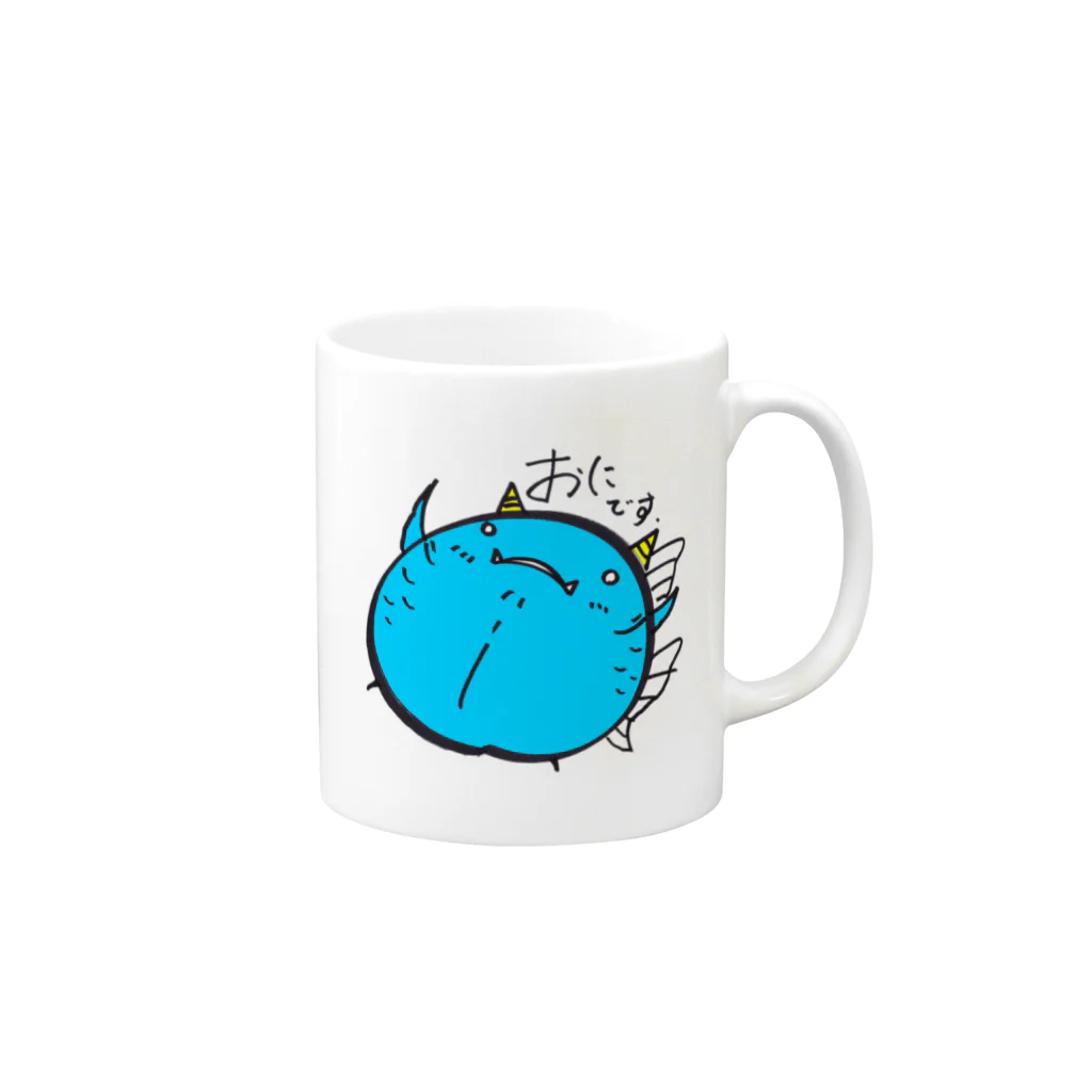 ラクガキ化け金魚のあおおにです Mug :right side of the handle