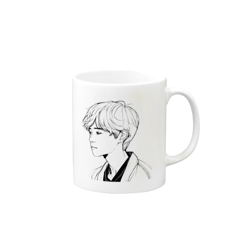 Matsue Hannaのハーフ系イケメン男子 Mug :right side of the handle