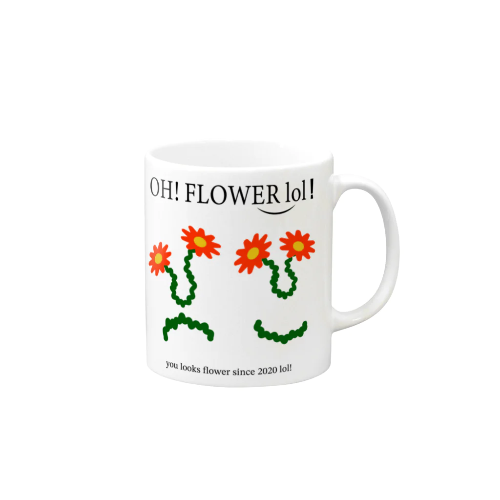 シンプル展のoh flower! Mug :right side of the handle