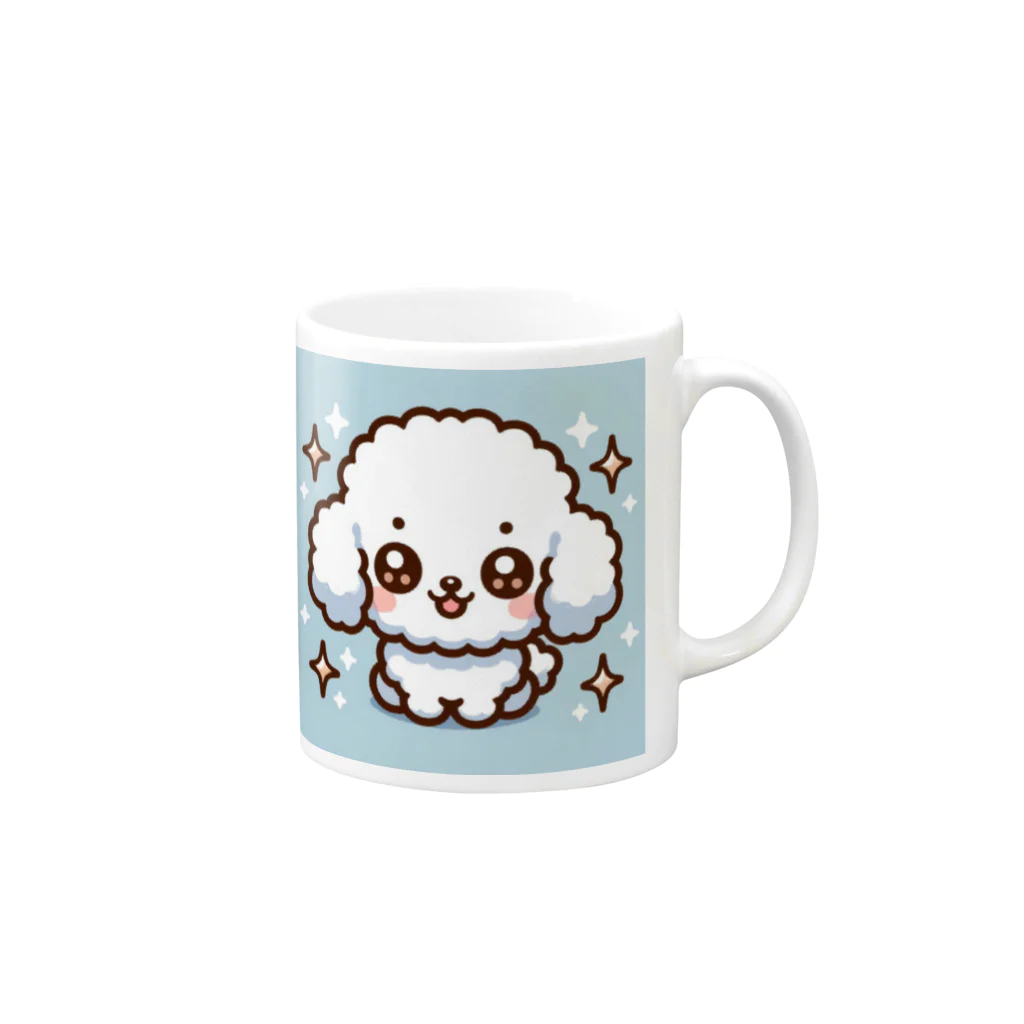 RyuReoの【ステッカー】ふわもこワンコ - にっこりver Mug :right side of the handle