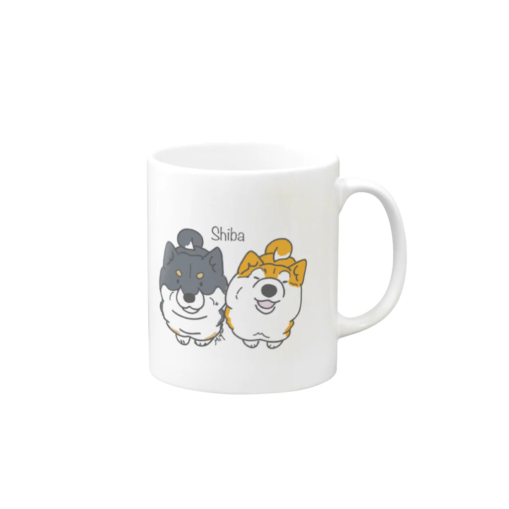 しぇるーののむっちり柴犬くん Mug :right side of the handle