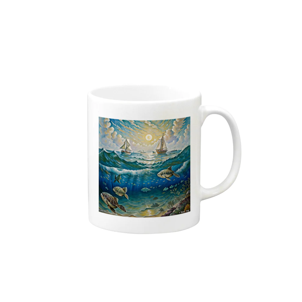 あかいはちの海の生き物 Mug :right side of the handle